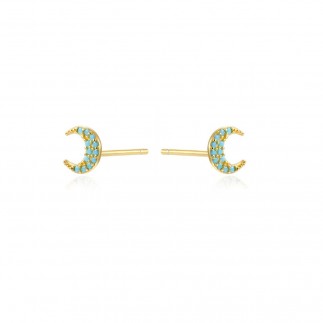 Turquoise moon stud earrings