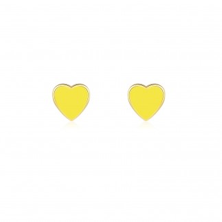 Yellow heart stud earrings