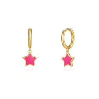 Fuchsia star hoop earrings