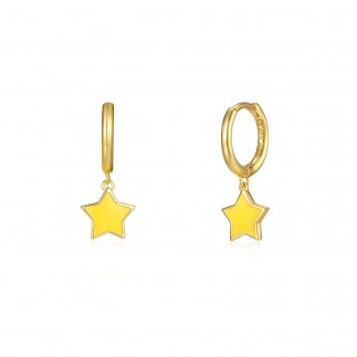 Yellow star hoop earrings
