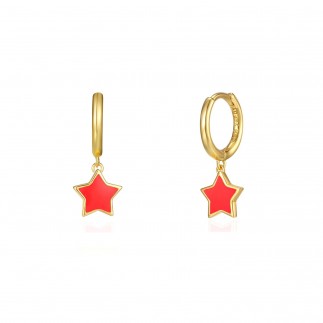 Red star hoop earrings