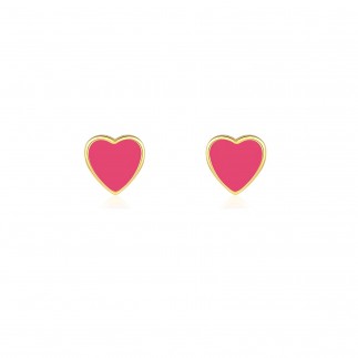 Fuchsia heart stud earrings