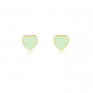 Mint heart stud earrings