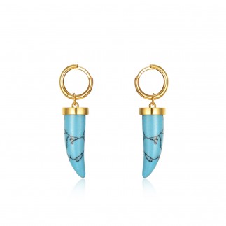 Turquoise horn hoop earrings