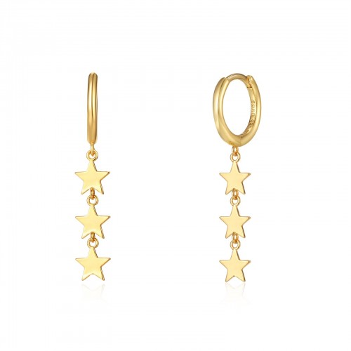 Three stars hoop earrings