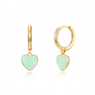 Mint heart hoop earrings