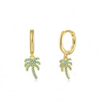 Turquoise palm hoop earrings