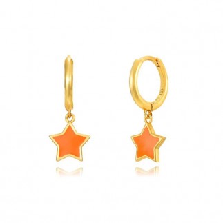 Orange star hoop earrings