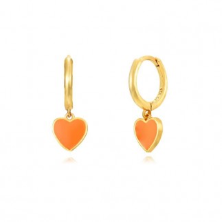 Orange heart hoop earrings