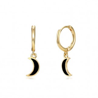 Black moon hoop earrings