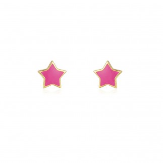 Strong pink star stud earrings