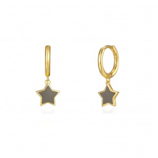 Grey star hoop earrings