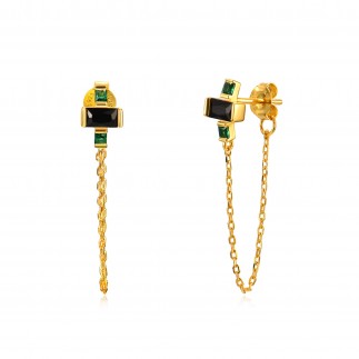 Zircons chain hoop earrings