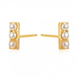 Bar stud earrings with pearls