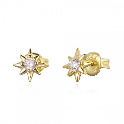 Shooting star stud earrings with zircons