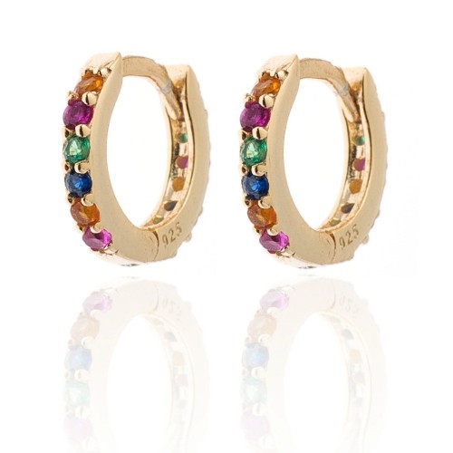Multicolored zircons hoop earrings