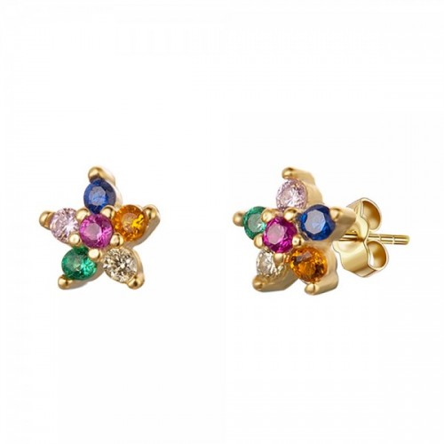 Multicolored flower stud earrings