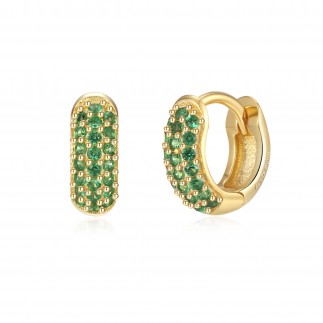 Green zircons hoop earrings