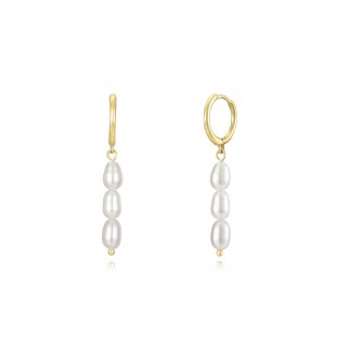 Drop pearls hoop earrings