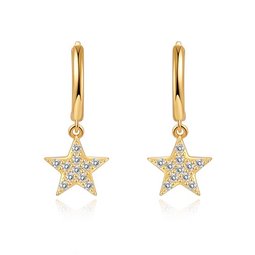 Zircon star hoop earrings