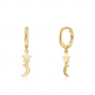 Star and moon hoop earrings